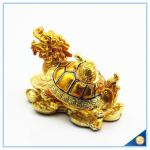 Gold Plated Dragon Turtle With Money Shape Enamel Trinket Box For Decorative