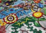 Rural Style Multi Colored Lace Fabric with Abundant Flowers And Leaves Pattern