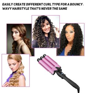 China ROHS Pink PTC Heating Hair Curling Iron , 3 Inch Barrel Curling Iron factory