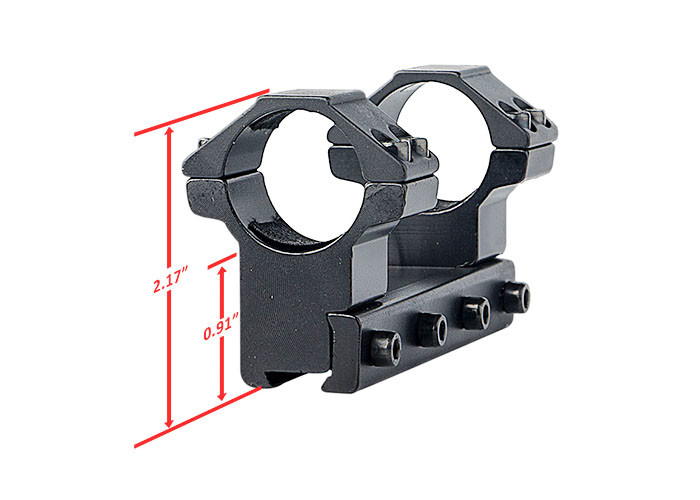 ANS Rifle Tactical Scope Rings Long Length 25.4mm Black Shield Color
