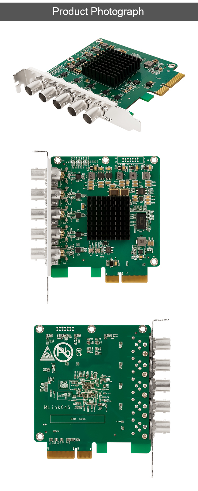 Professional 1080P60 Live Streaming Video Capture Card with 4 SDI Inputs and 1 Output