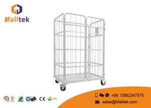 China Four Side Logistics Trolley Transports Foldable Frame Metal Security Wire Mesh Trolley factory