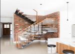 CFoshan Steel Structure Straight Flight Staircase , Durable Double Beam Design