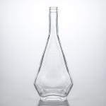 Brandy Vodka Tequila Glass Bottle with Cork Top and Distinctive Polygonal Shape