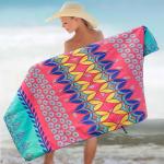 Printed Microfiber Suede Beach Towel Absorbent Soft Durable