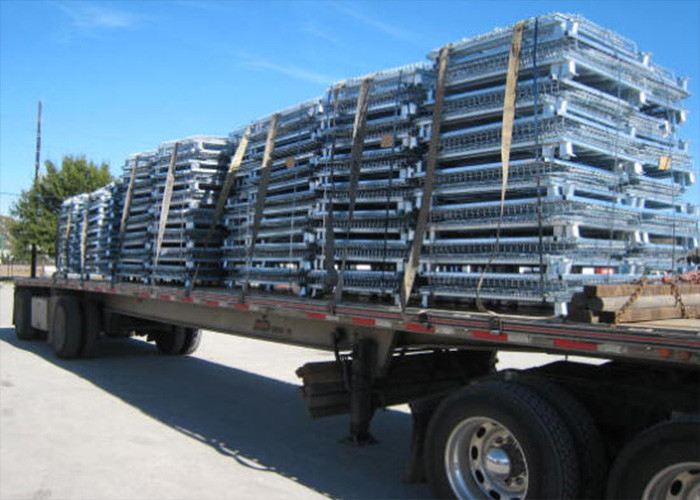 Galvanized Wire Mesh Pallet Cage Foldable Stackable Collapsible Pallet Cages