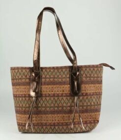 Popular style Cork handbag 30.5x28cm with Eco PVC handle, customized color is available