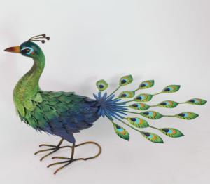 China Iron Peacock Multicolor Weatherproof Animal Garden Figurines for Your Outdoor Wonderland factory