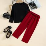 Children'S Outfit Sets Girls Solid Color Trousers Two Piece Worsted
