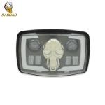 4 Inch Skull LED Headlight White Yellow Green Ring For Harley Davidson