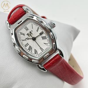 China Leather Band White Dial Lady Quartz Watch Scratch Resistant With Luminous Hands factory