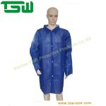 Lint Free PP Disposable Lab Coats 30gsm With Knitted Collar