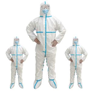 China SF Hooded Non Woven Hazmat Suit Full Body Protection Suit With Boots Cover factory