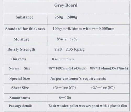 grey chipboard Double Grey Side 300gsm Laminated Grey Chipboard For Desk Calendar