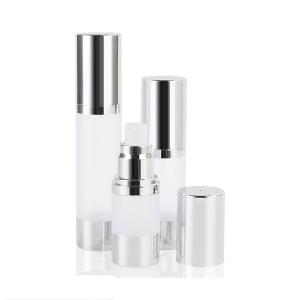 China Multiple capacity 15ml 30ml 50ml plastic silver frosted body China manufacturers foundation round airless pump bottle wh on sale