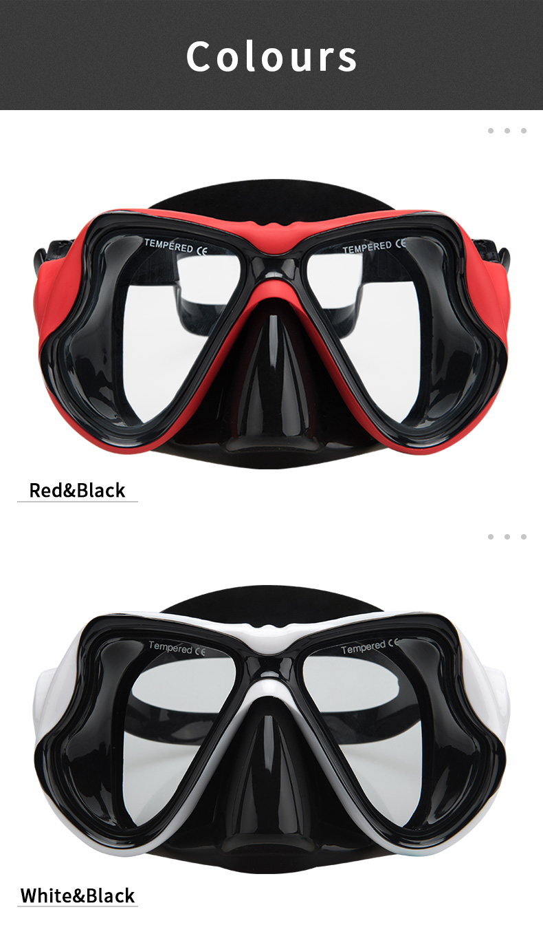 Wide View Bifocal Scuba Diving Mask Tempered Glass Lens OEM