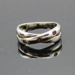 Women Jewelry 925 Silver Red Cubic Zircon Crossover Ring (JY063)