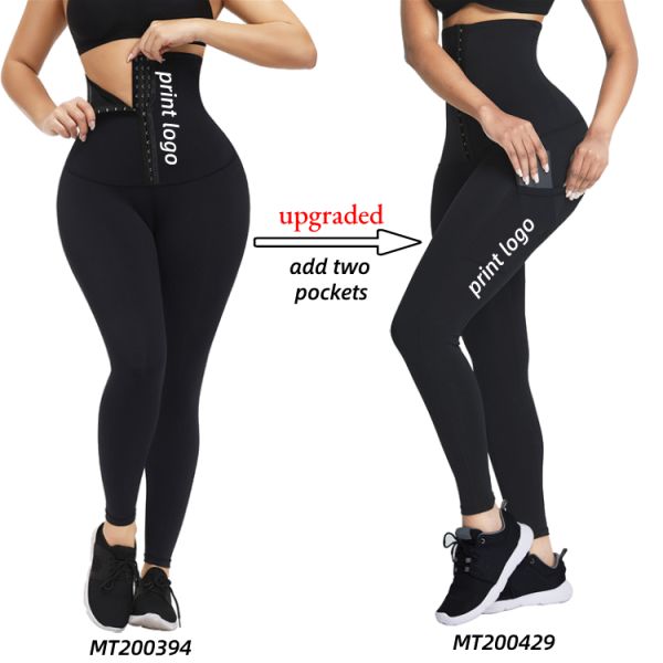 Private Label Tummy Control Pants Breathable Waist Trainer Leggings for Women in Red