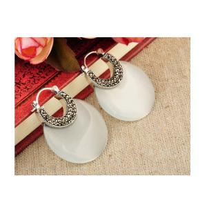 China Sterling Silver White Opal Hoop Earrings(XH021046W ) factory