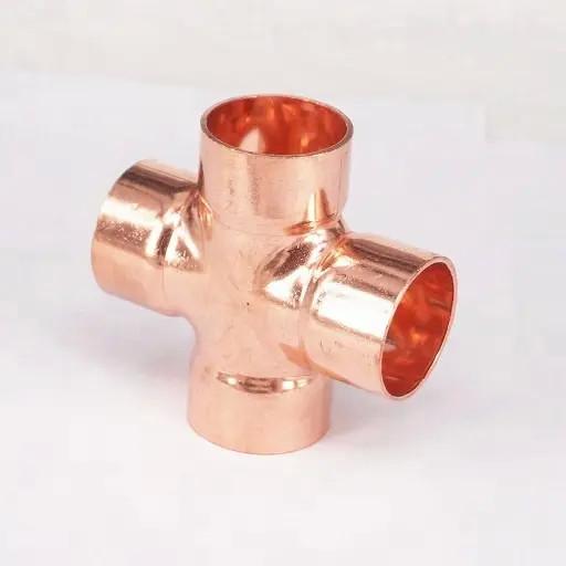 High Pressure Copper Cross Butt Welding 4 Way Equal Tee Plumbing Tube Pipe