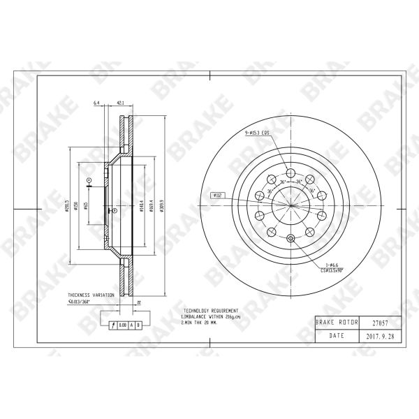 Rear BBK Audi Big Brake Kit For RS4 RS3 With 380*28 Mm Rotor 19 Inch 20 Inch Wheel Rear Brake Kit To Keep EBP Function