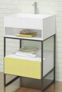 China Artificial Stone Bathroom Sink Cabinets Wood And Iron Baking factory