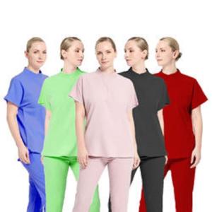 China Various Color Hospital Scrub Suit Custom Logo Women V Neck factory