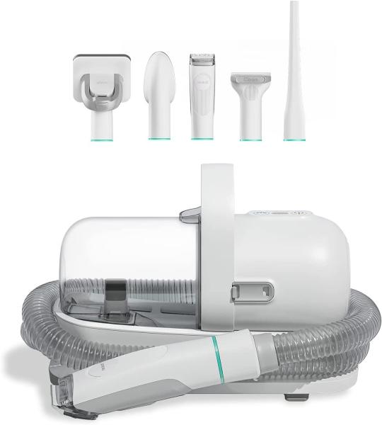 5 in 1 Dog Grooming Kit Silent Pet Hair Vacuum Cleaner White Package Size 380