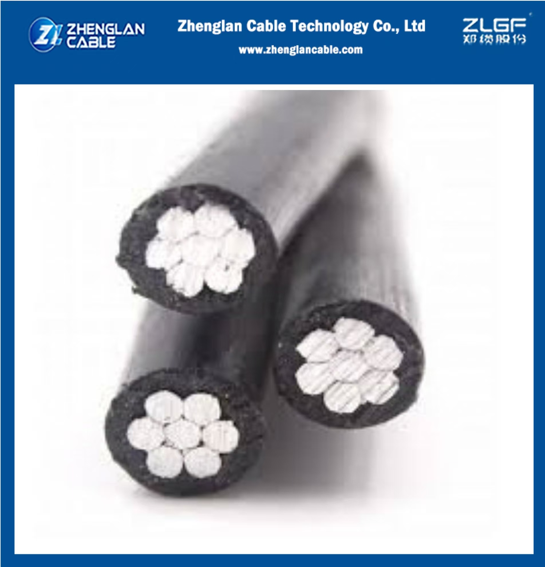 Overhead Insulated Cable 0.6/1KV 2X50+50 AAC/XLPE+AAAC/XLPE Aerial Bundled cable ABC GB/T12527