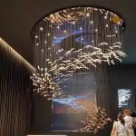Custom Made Designer Chandeliers Large Staircase Decoration Hotel Lighting