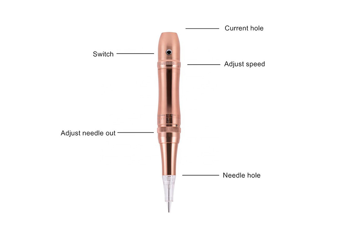 Aluminium Alloy Beauty Makeup Tattoo Rotary Pen 7.3V 7F Gold Color