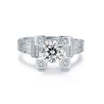 1Carat Solitaire Engagement Moissanite Jewelry Ring Four Claws 925 Sterling