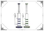 Triple Honeycomb Percolator Glass Bong Smoking Pipes In Green Blue Color