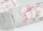 Light Green Living Room Wallpaper Rustic Style with Red Floral Pattern , 0.53