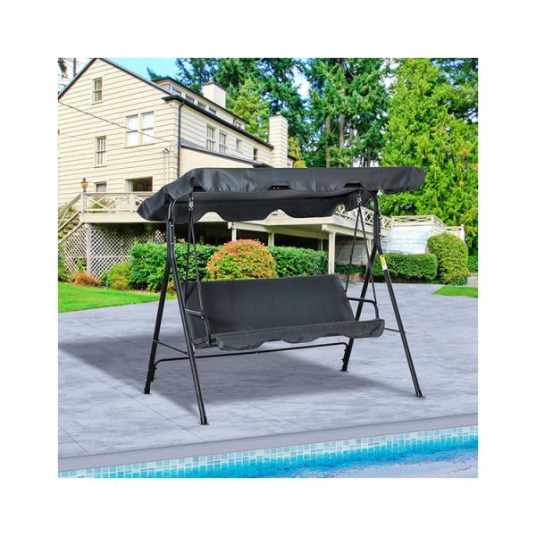 Polyester Cushion AJUNION 3-seater Garden Hanging Swing Chair with Metal and