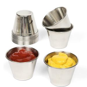 China 2.5oz Metal Sauce Cups Stainless Steel Dipping Sauce Cups Salad Dressing Container Condiment Containers Portion Cup factory