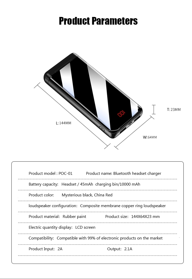 2020 New Earphone Power Bank TWS Bluetooth 5.0V Earphone Power Bank 10000mah with Earbuds