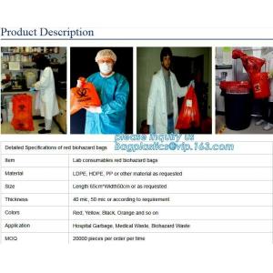 autoclavable ldpe medical biohazard waste plastic trash bags, biohazard waste
