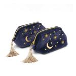 New Design Embroidery Moon And Star Cotton Makeup Cosmetic Bag