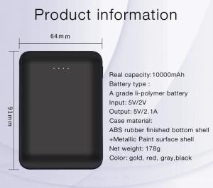 China 10000mah Aluminum Small size power bank black,white,pink colors,fast charge to phones factory