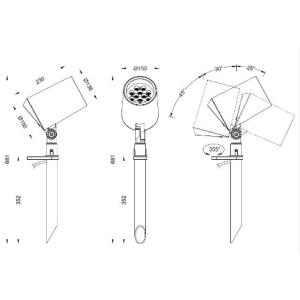 RGB 80LM/W 36W LED Projector Flood Lights Adjustable Spike