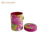 Pink Cosmetic Paper Tube Face Cream Paper Cylinder Packaging With Ribbon Handle