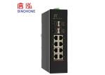 Black Din Rail Gigabit Ethernet Switch 4 1000m Sfp Fx Ports + 8 10/100/1000m Tx