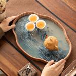 New Chinese Landscape Bamboo Glass Home Tea Tray