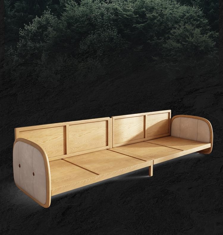 Multi Functional Hotel Lobby Furniture Nordic Simple Solid Wood Fabric Sofa