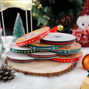 China 1cm*45m Chritsmas Printed Ribbon For Gift Packing And Garment Accessories factory