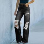 Blue Custom Jeans Pant Spring Summer Straight Fit Pants For Women