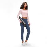 Padded Hot Hollow Sports Long Sleeve Yoga Shirt Gym Plain Crop Top Womens
