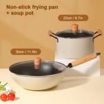 Kitchen Maifan Stone Coating Cast Iron Pot Set With Wooden Handle