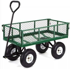 China Outdoor Steel Heavy Duty Garden Wagon Transport Efficiency With Non Slip Wheels factory